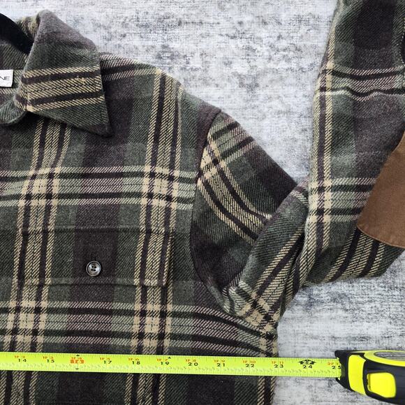 Evan-Picone Shirt Jacket Shacket Womens Medium Plaid Wool Elbow Patch Flannel - Picture 5 of 8